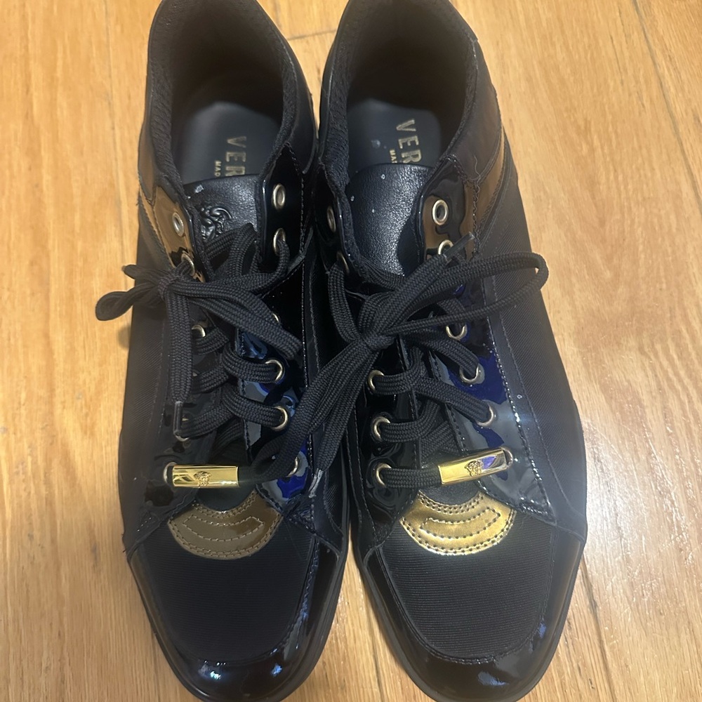 Versace Men’s Black Sneakers with Gold Accents
